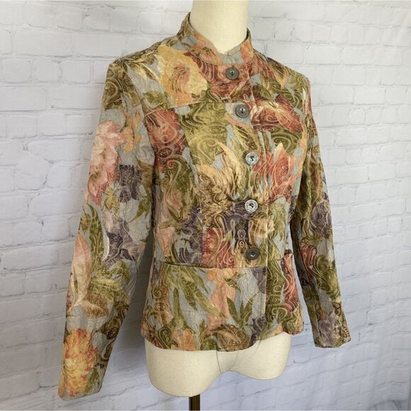 ⭐ 3/$15 Vintage Y2K Analogy Anthropology Petite Multicolored Floral Embroidered - Picture 4 of 14